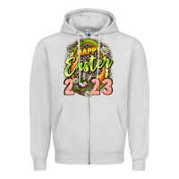 Dove Grey Happy Easter 2023 Zipper Hoodie - LillyAllenDesigns