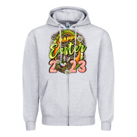 Heather Grey Happy Easter 2023 Zipper Hoodie - LillyAllenDesigns