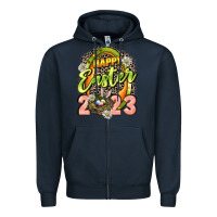 Navy Happy Easter 2023 Zipper Hoodie - LillyAllenDesigns