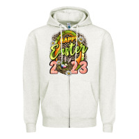 Oatmeal Heather Happy Easter 2023 Zipper Hoodie - LillyAllenDesigns