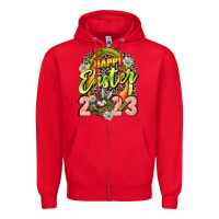 Red Happy Easter 2023 Zipper Hoodie - LillyAllenDesigns