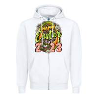 White Happy Easter 2023 Zipper Hoodie - LillyAllenDesigns