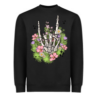 Black skeleton flowers Heavyweight Sweatshirt - MaliasSmallBusiness