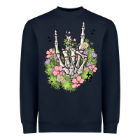 Navy skeleton flowers Heavyweight Sweatshirt - MaliasSmallBusiness