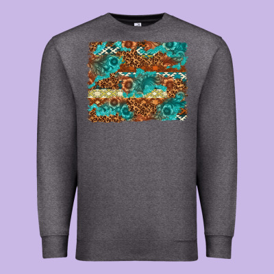 Leopard And Aztec Background Western Premium Sweatshirt Designed By Texasbilliewilder