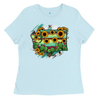 Baby Blue washingTon State Map Ladies Tee - RanaPortraitStore