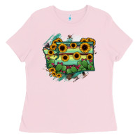 Bubblegum Pink washingTon State Map Ladies Tee - RanaPortraitStore