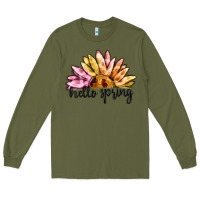 Army Green hello spring Long Sleeve Tee - MaliasSmallBusiness