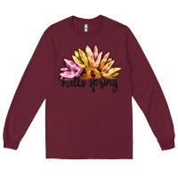 Burgundy hello spring Long Sleeve Tee - MaliasSmallBusiness