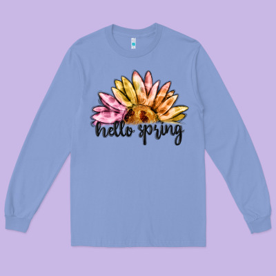 Hello Spring Long Sleeve Tee Designed By Maliassmallbusiness