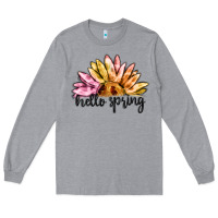 Heather Grey hello spring Long Sleeve Tee - MaliasSmallBusiness