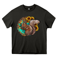 Asphalt western squirrel with sunflowers Heavy Core Tee - CowhideDigitalArt