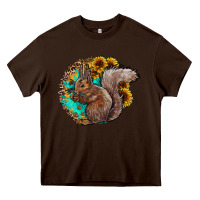 Chocolate Brown western squirrel with sunflowers Heavy Core Tee - CowhideDigitalArt