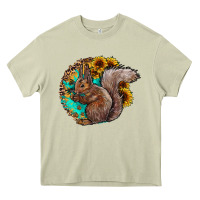 Mossy western squirrel with sunflowers Heavy Core Tee - CowhideDigitalArt