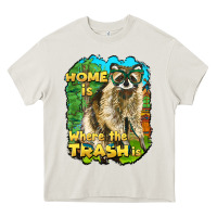 Cream raccoon home is where the trash is Heavy Core Tee - BarkalooDesign