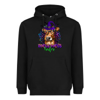 Black Hocus Pocus Heifer with Cow and Halloween Heavyweight Hoodie - texasbilliewilder