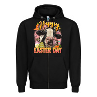 Black Happy Easter Day Zipper Hoodie - LillyAllenDesigns