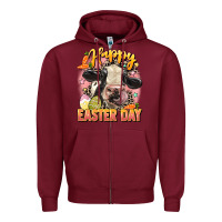 Burgundy Happy Easter Day Zipper Hoodie - LillyAllenDesigns
