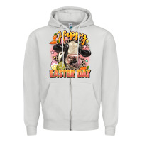 Dove Grey Happy Easter Day Zipper Hoodie - LillyAllenDesigns