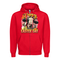 Red Happy Easter Day Zipper Hoodie - LillyAllenDesigns