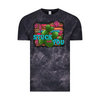 Stuck On You Heart Cactus Serape Leopard Background Vintage Tee | Teevron