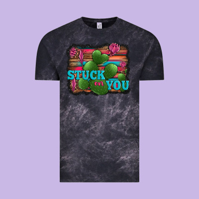 Stuck On You Heart Cactus Serape Leopard Background Vintage Tee Designed By Jasminsmagicworld