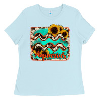 Baby Blue aquarius turquoise cowhide Ladies Tee - RanaPortraitStore