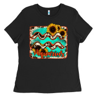 Black aquarius turquoise cowhide Ladies Tee - RanaPortraitStore