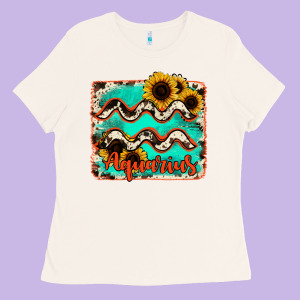 Aquarius Turquoise Cowhide Ladies Tee Designed By Ranaportraitstore