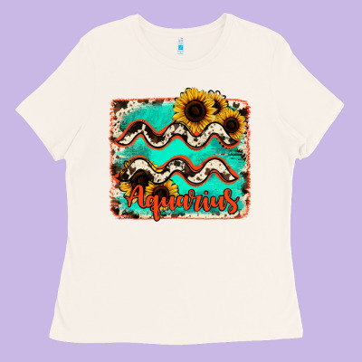 Aquarius Turquoise Cowhide Ladies Tee Designed By Ranaportraitstore