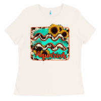 Bone aquarius turquoise cowhide Ladies Tee - RanaPortraitStore