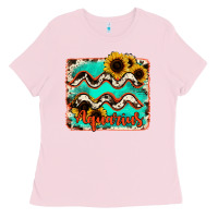 Bubblegum Pink aquarius turquoise cowhide Ladies Tee - RanaPortraitStore