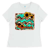 White aquarius turquoise cowhide Ladies Tee - RanaPortraitStore