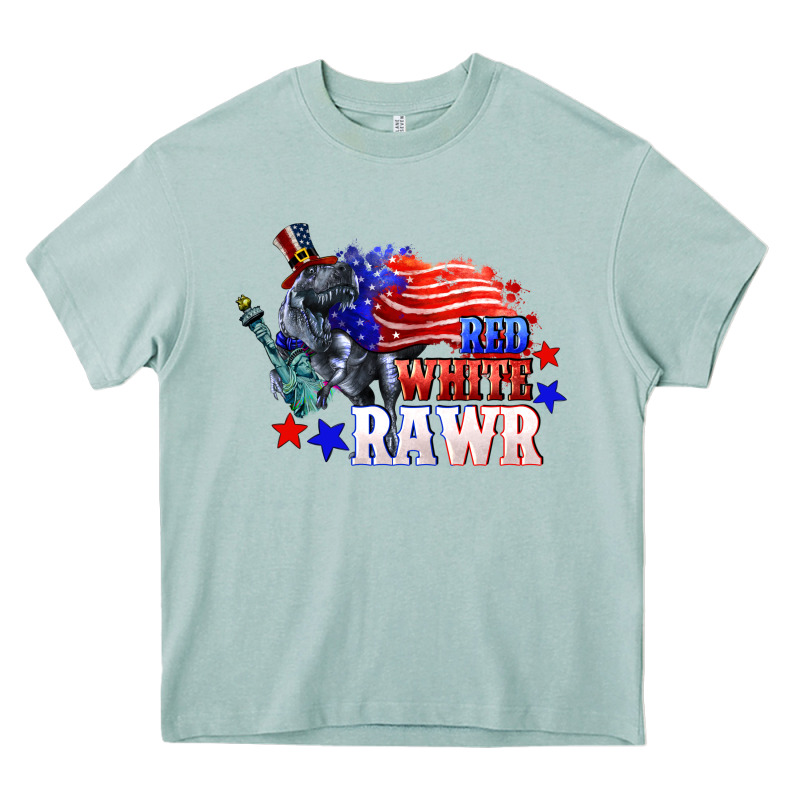 Red White Rawr 4th Of July Heavy Core Tee by CowGirlArtShop | Teevron