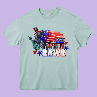 Red White Rawr 4th Of July Heavy Core Tee Designed By Cowgirlartshop