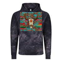 Cloud Black western serape leopard bull skull turquoise tumbler Vintage Hoodie - Artiststas
