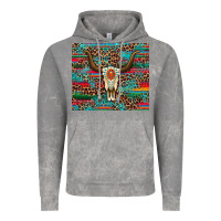 Cloud Rock western serape leopard bull skull turquoise tumbler Vintage Hoodie - Artiststas