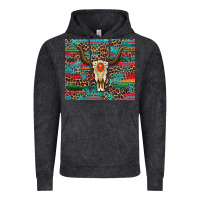 Vintage Black western serape leopard bull skull turquoise tumbler Vintage Hoodie - Artiststas