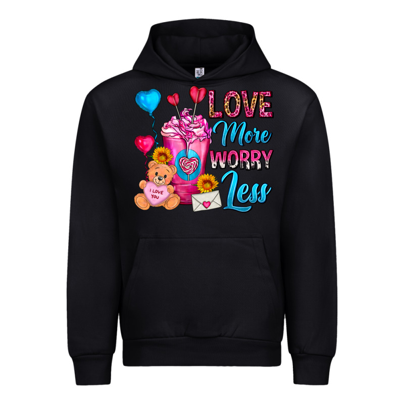 Love More Worry Less Valentines Day Cold Drink Urban Hoodie by FaDigitalArtStudio | Teevron