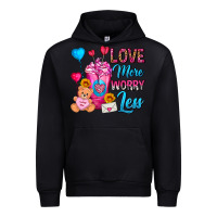 Black Love More Worry Less Valentines Day Cold Drink Urban Hoodie - FaDigitalArtStudio