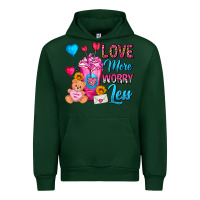 Forest Green Love More Worry Less Valentines Day Cold Drink Urban Hoodie - FaDigitalArtStudio