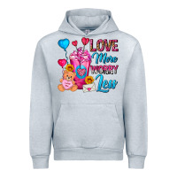 Heather Grey Love More Worry Less Valentines Day Cold Drink Urban Hoodie - FaDigitalArtStudio