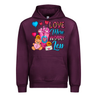 Mauve Wine Love More Worry Less Valentines Day Cold Drink Urban Hoodie - FaDigitalArtStudio
