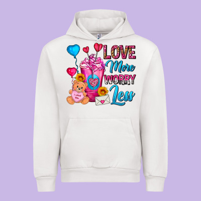 Love More Worry Less Valentines Day Cold Drink Urban Hoodie Designed By Fadigitalartstudio