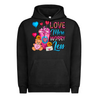 Pigment Black Love More Worry Less Valentines Day Cold Drink Urban Hoodie - FaDigitalArtStudio