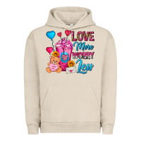 Pigment French Oak Love More Worry Less Valentines Day Cold Drink Urban Hoodie - FaDigitalArtStudio