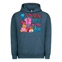 Pigment Midnight Navy Love More Worry Less Valentines Day Cold Drink Urban Hoodie - FaDigitalArtStudio