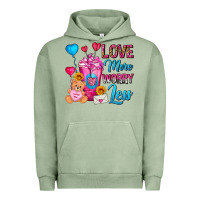 Pigment Oil Green Love More Worry Less Valentines Day Cold Drink Urban Hoodie - FaDigitalArtStudio