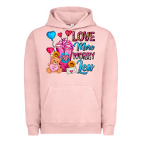 Pigment Salmon Love More Worry Less Valentines Day Cold Drink Urban Hoodie - FaDigitalArtStudio