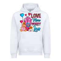 White Love More Worry Less Valentines Day Cold Drink Urban Hoodie - FaDigitalArtStudio